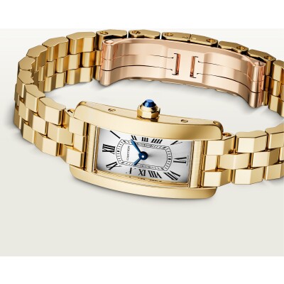 Tank Américaine watch Mini model, quartz movement - high autonomy, yellow gold