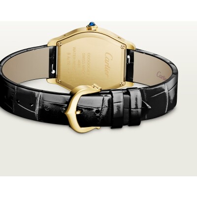 Montre Tortue Petit modèle, mouvement quartz, or jaune, cuir