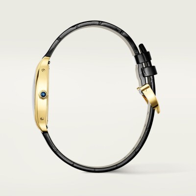 Montre Tortue Petit modèle, mouvement quartz, or jaune, cuir