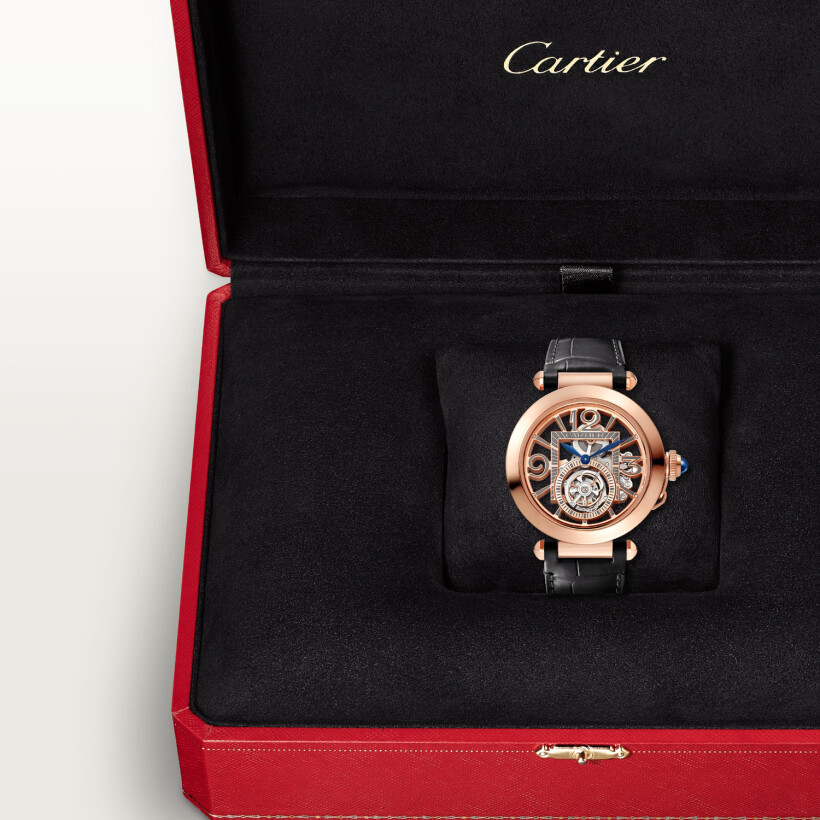 Montre Pasha de Cartier 41mm, mouvement automatique, or rose, 2 bracelets cuir interchangeables