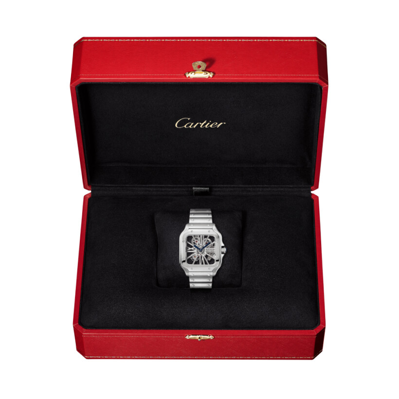Santos de Cartier watch, Large model, hand-wound mechanical movement, steel