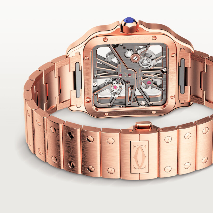 Santos de Cartier watch, Large model, hand-wound mechanical movement, rose gold