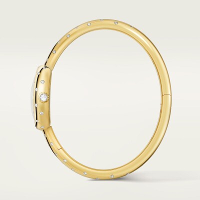Montre Baignoire de Cartier Mini modèle, taille 15, mouvement quartz, or jaune, diamants