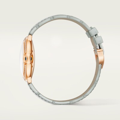 Ballon Bleu de Cartier watch 36 mm, automatic movement, rose gold, diamonds, leather