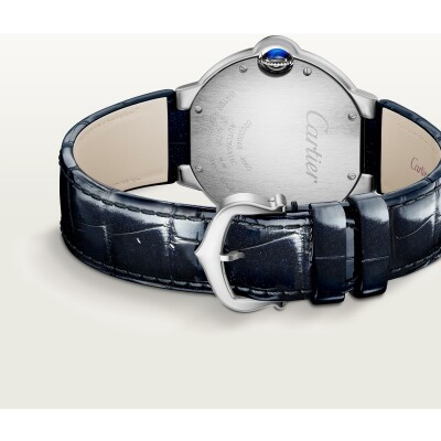Montre Ballon Bleu de Cartier 36mm, mouvement automatique, or gris, diamants, cuir
