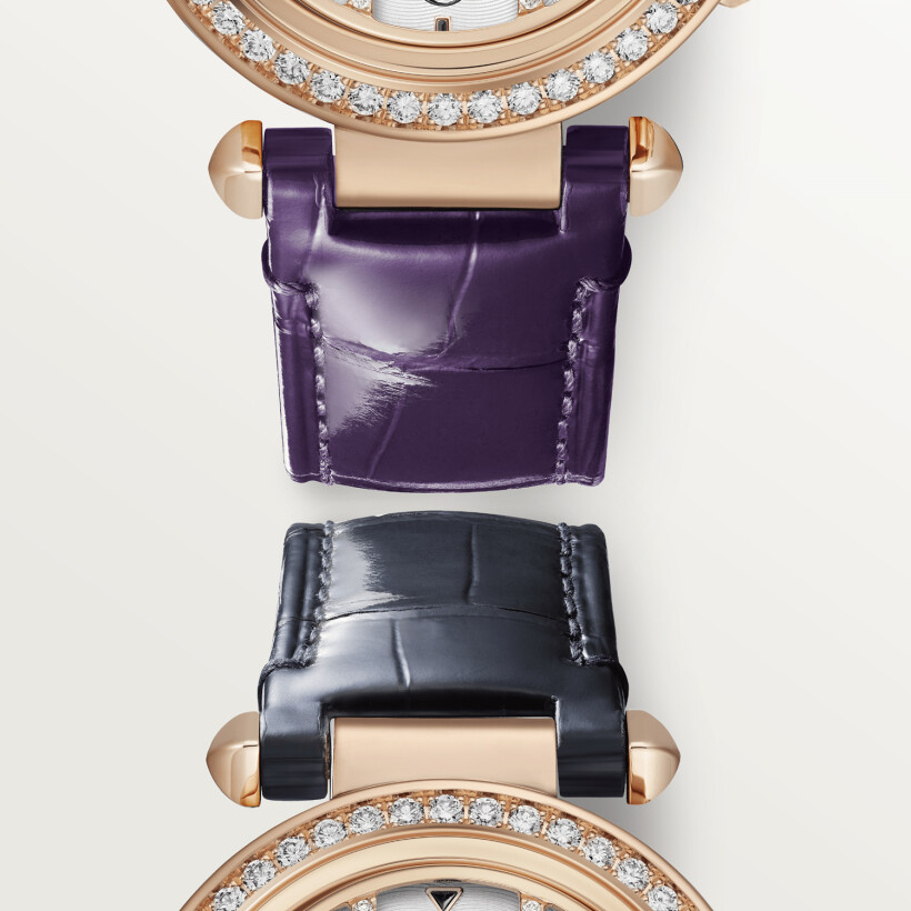 Pasha de Cartier watch 35 mm, automatic movement, rose gold, diamonds, interchangeable leather straps