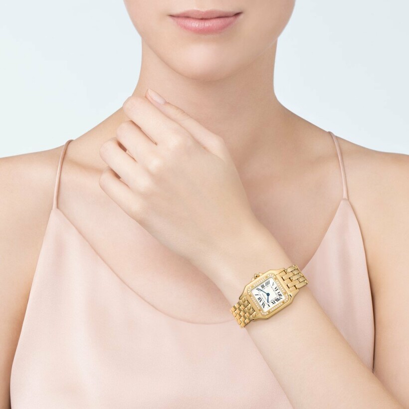 Panthère de Cartier watch, Medium model, quartz movement, yellow gold, diamonds