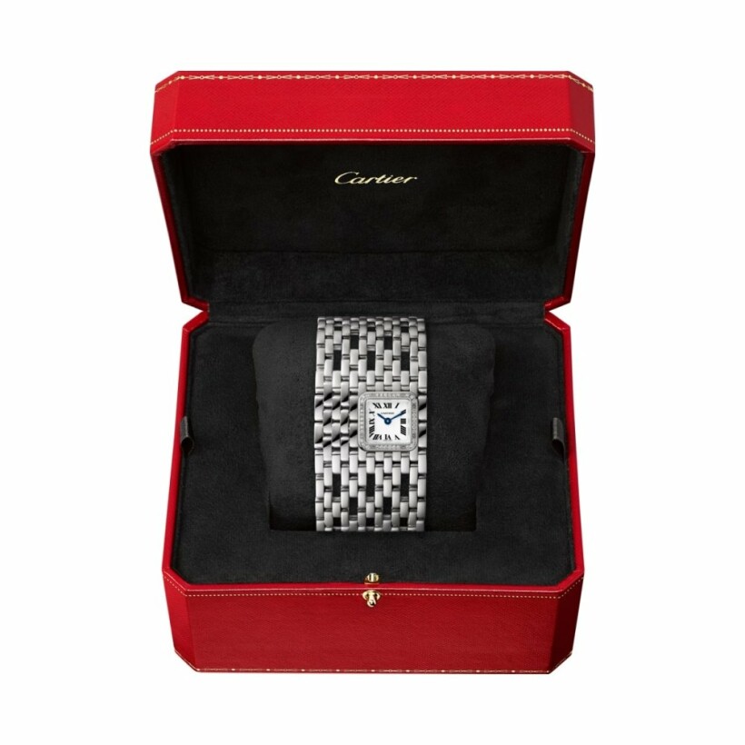 Panthère de Cartier watch, cufflinks, quartz movement, white gold, diamonds