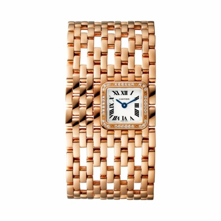 Panthère de Cartier watch, Cuff, quartz movement, rose gold, diamonds