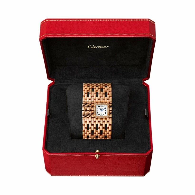 Panthère de Cartier watch, Cuff, quartz movement, rose gold, diamonds