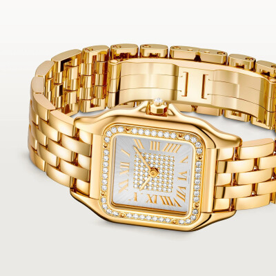 Montre Panthère de Cartier, Moyen modèle, mouvement quartz, or jaune, diamants