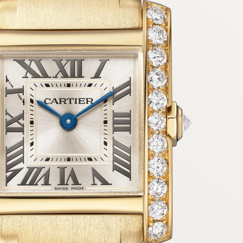 Cartier Tank Française watch, Small model, quartz movement, yellow gold, diamonds