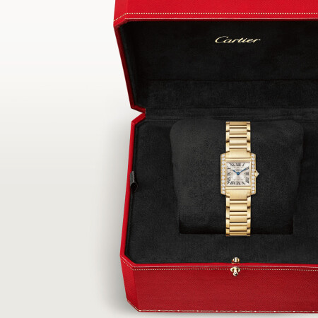 Cartier Tank Française watch, Small model, quartz movement, yellow gold, diamonds