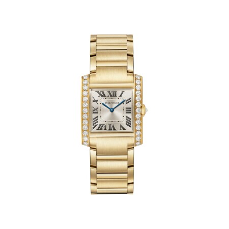 Cartier Tank Française watch, Medium model, quartz movement, yellow gold, diamonds