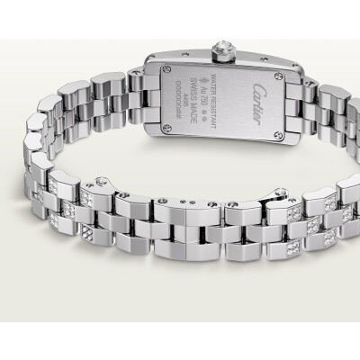 Montre Tank Américaine de Cartier Mini modèle, mouvement quartz - haute autonomie, or gris, diamants