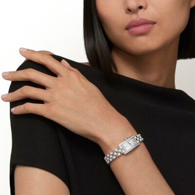 Montre Tank Américaine de Cartier Mini modèle, mouvement quartz - haute autonomie, or gris, diamants