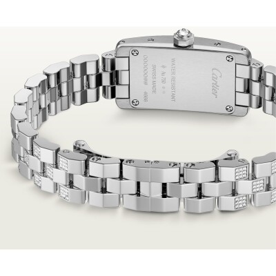 Montre Tank Américaine de Cartier Petit modèle, mouvement quartz - haute autonomie, or gris, diamants