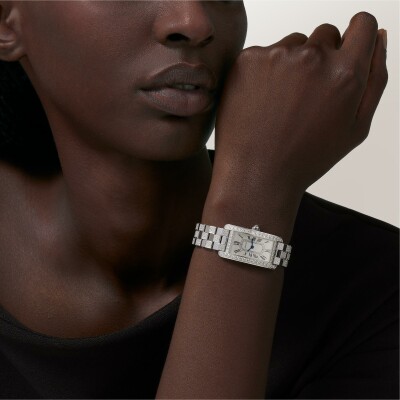 Montre Tank Américaine de Cartier Petit modèle, mouvement quartz - haute autonomie, or gris, diamants