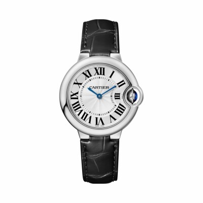 Montre Ballon Bleu de Cartier, 33 mm, acier, cuir