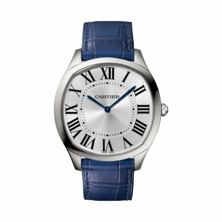 Montre Drive de Cartier Extra-Plate, Acier, cuir