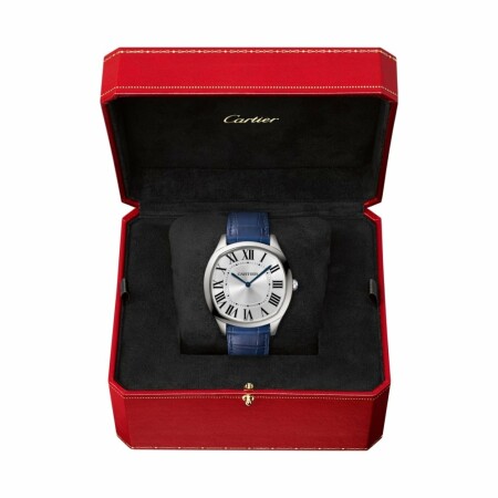 Montre Drive de Cartier Extra-Plate, Acier, cuir