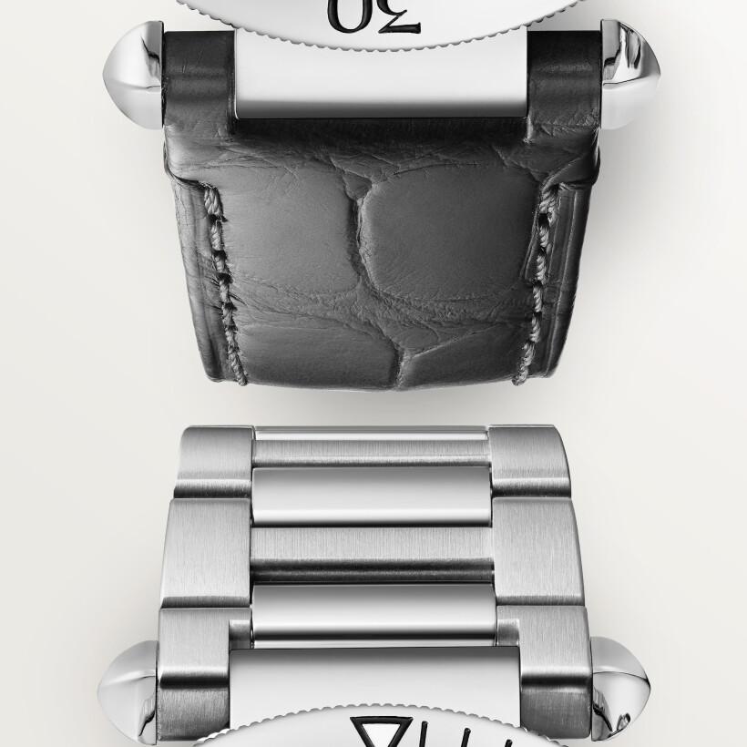 Montre Pasha de Cartier 41mm, chronographe, mouvement automatique, acier, bracelets métal et cuir interchangeables