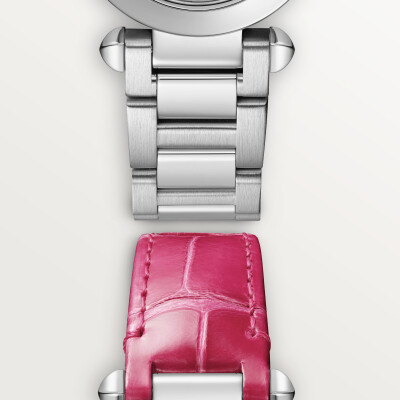 Pasha de Cartier watch, 30 mm, quartz movement, steel, interchangeable metal and leather straps