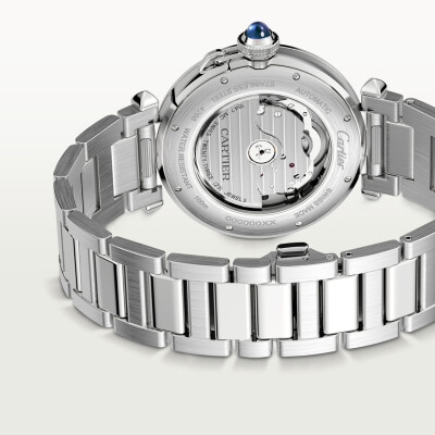 Pasha de Cartier watch, 41 mm, automatic movement, steel, interchangeable straps in leather and steel