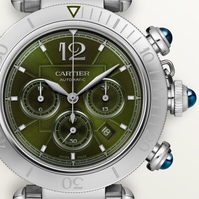 Pasha de Cartier watch, 41 mm, chronograph, automatic, steel, (interchangeable) metal and leather straps