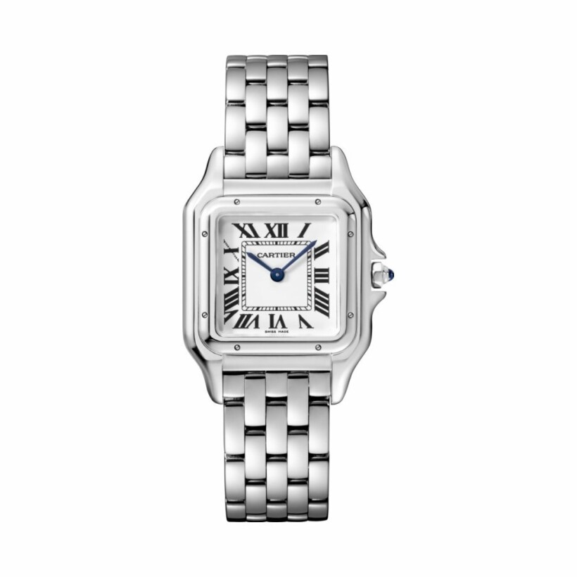 Panthère de Cartier watch, Medium model, quartz movement, steel