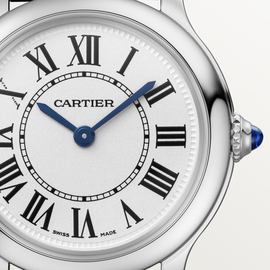Montre Ronde Must de Cartier, 29mm, mouvement quartz, acier, bracelet en matière non-animale