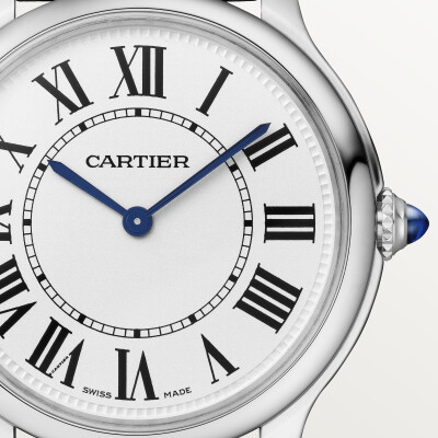 Ronde Must de Cartier watch, 36mm, quartz movement, steel, non-animal material bracelet