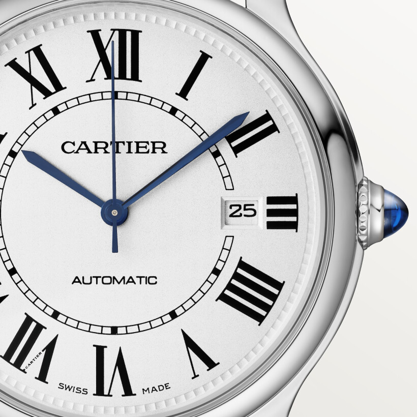 Montre Ronde Must de Cartier, 40mm, mouvement automatique, acier, bracelet en matière non-animale