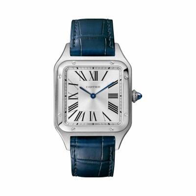 Cartier Santos-Dumont watch, Large model, quartz movement, steel, leather