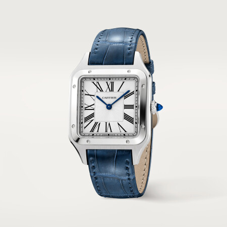 Montre Cartier Santos-Dumont Grand modèle, mouvement quartz, acier, cuir