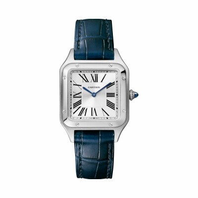 Cartier Santos-Dumont watch, Small model, quartz movement, steel, leather