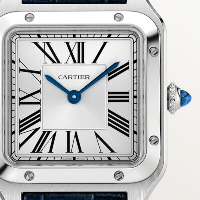 Cartier Santos-Dumont watch, Small model, quartz movement, steel, leather