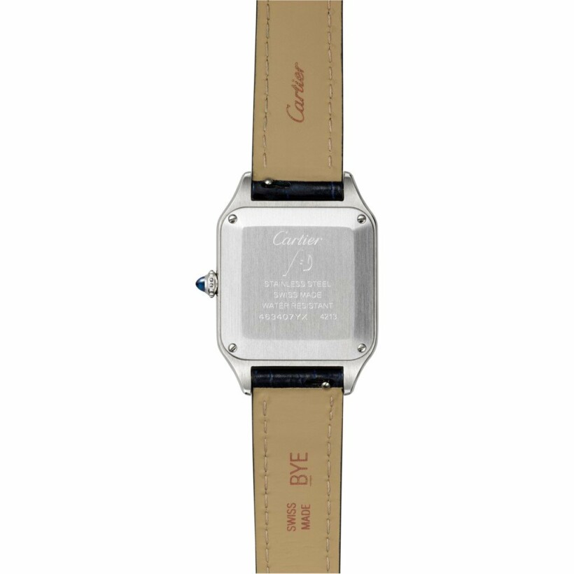 Santos-Dumont watch, Small model, quartz movement, steel, leather