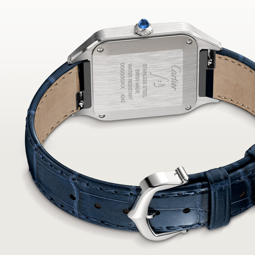 Santos-Dumont watch, Small model, quartz movement, steel, leather