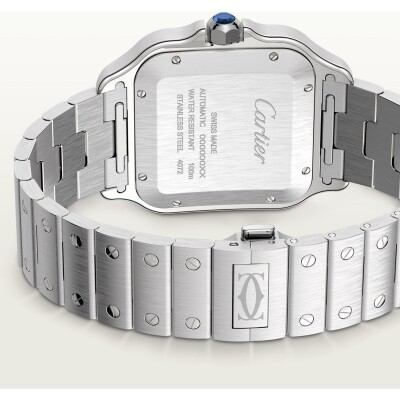 Santos de Cartier watch, Large model, automatic movement, steel, interchangeable metal and leather straps