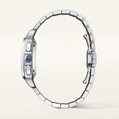 Montre Santos de Cartier Grand modèle, mouvement automatique, acier, bracelets métal et caoutchouc interchangeables