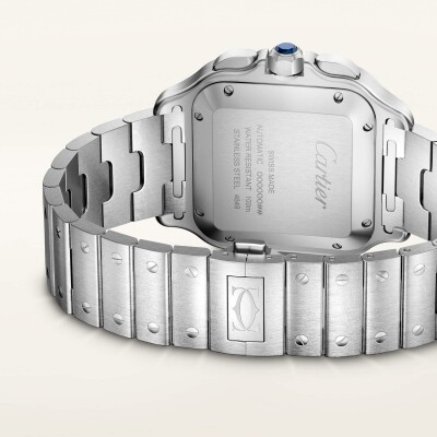 Montre Santos de Cartier Grand modèle, mouvement automatique, acier, bracelets métal et caoutchouc interchangeables