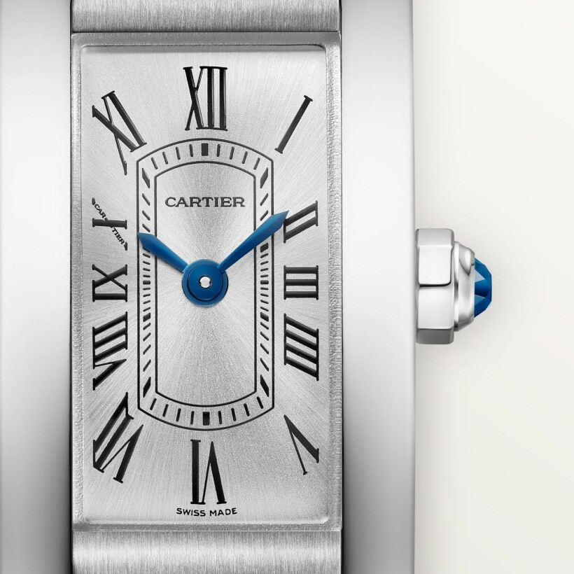 Cartier Tank Américaine watch Mini model, quartz movement, steel, leather