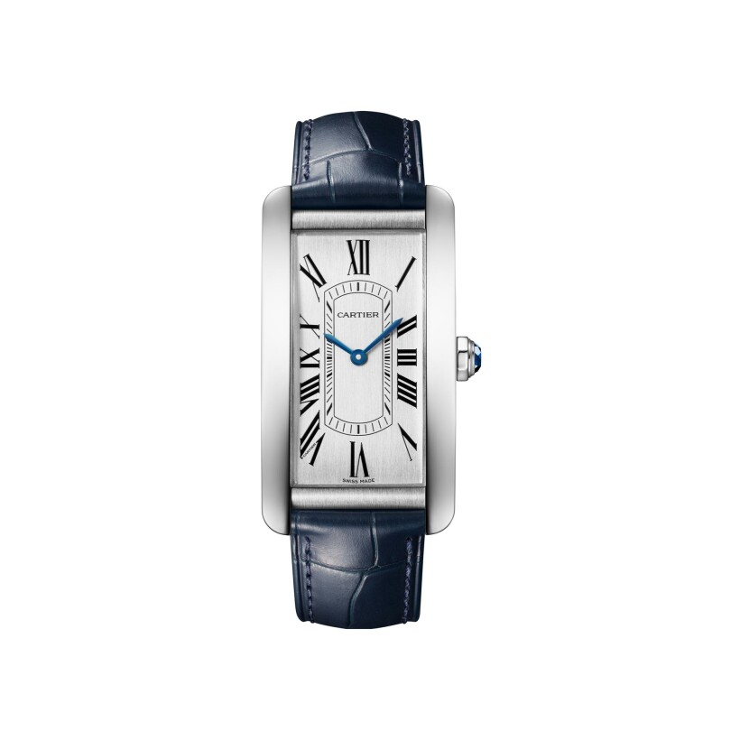 Cartier Tank Américaine watch Large model, automatic mechanical movement, steel, leather