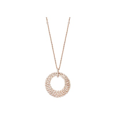 Collier Corsica rond en or rose, diamants poires multi illusion et double chaine