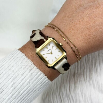 Bracelet de montre Cluse 14 mm Cow Print Leather, Gold Colour