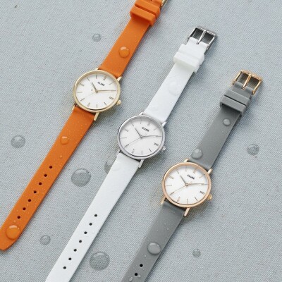 Bracelet de montre Cluse 16 mm Silicone Orange, Rose Gold Colour