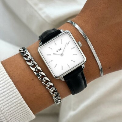 Bracelet de montre Cluse 16 mm Leather Black, Silver Colour