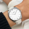 Bracelet de montre Cluse 18 mm Leather off-white, Silver