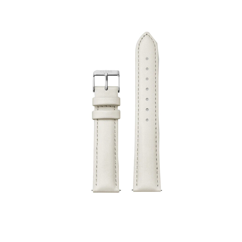 Bracelet de montre Cluse 18 mm Leather off-white, Silver